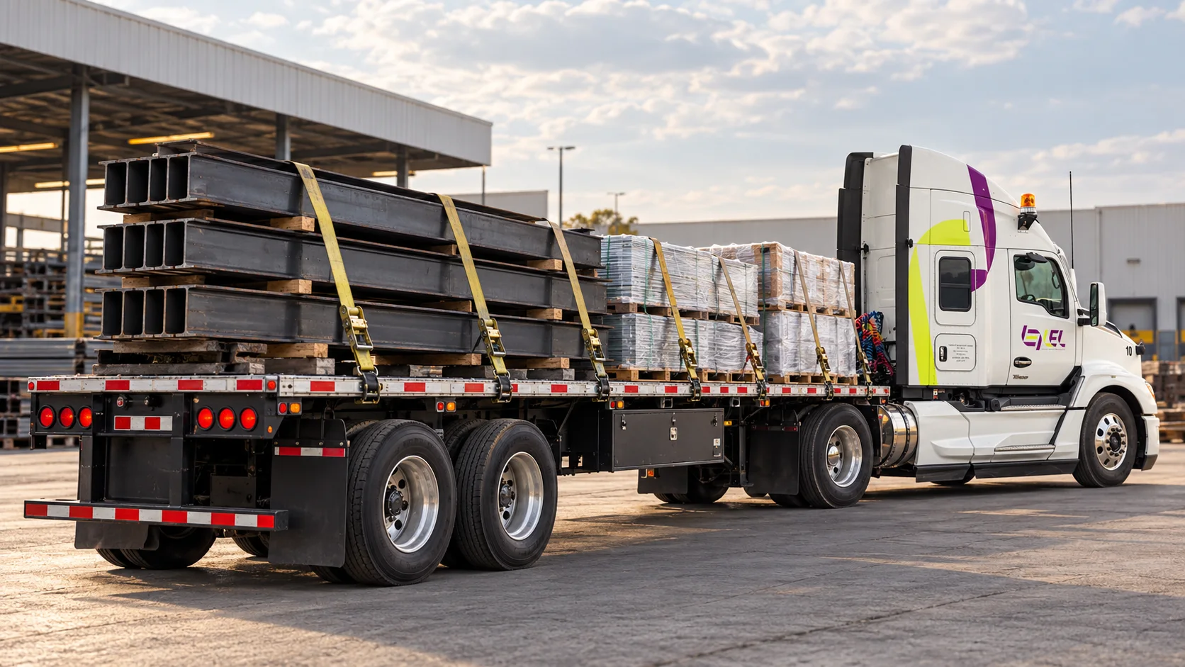 Transporte de carga industrial en plataforma